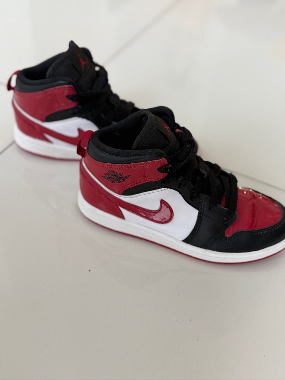 Jordan Kids Red, Black & White Mid-Top Sneakers